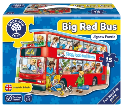 Детски пъзел Orchard Toys - Големият червен автобус, 15 части