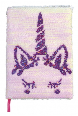 Тетрадка Totum - Еднорог, С пайети, A5, 80 листа