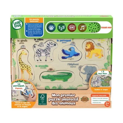 Интерактивен дървен пъзел Vtech - Leap Frog, Животни