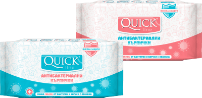 Антибактериални кърпички Quickline, 15 броя