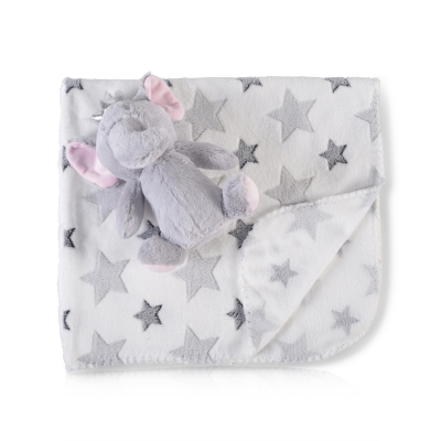 Бебешко одеяло с играчка Cangaroo - Little Elephant, 90 х 75 cm, Pink
