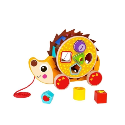 Дървена играчка за дърпане Tooky Toy - Hedgehog