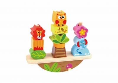 Дървена низанка за баланс Tooky Toy - Animals