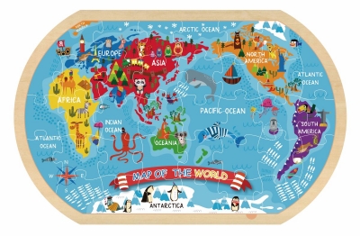 Дървен пъзел Tooky Toy - Карта на света