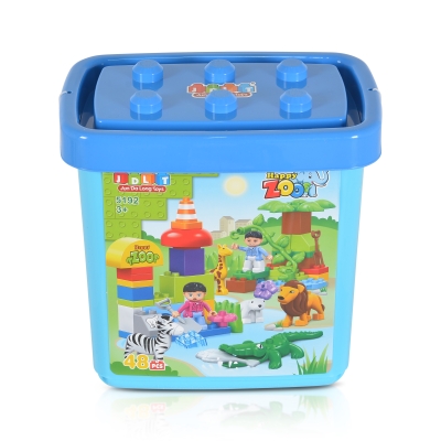 Конструктор в кутия JDLT - Zoo, в синя кутия, 48 части
