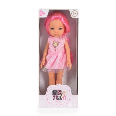 Детска кукла Moni Toys - Pretty Doll, с розова коса, 33 cm