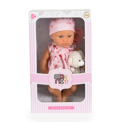 Кукла Moni Toys - Bear & Baby, С розова рокля, 30 cm