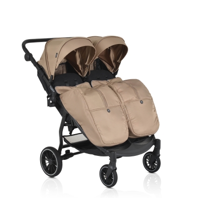 Бебешка количка за близнаци Moni - TwinGo, Camel