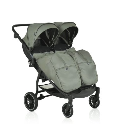 Бебешка количка за близнаци Moni - TwinGo, Mineral green