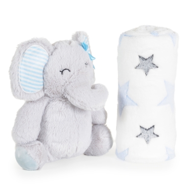 Бебешко одеяло с играчка Cangaroo - Elephant, 90 х 75 cm, Blue