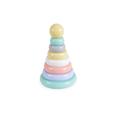 Бебешки дървени рингове Moni Toys, Пастел