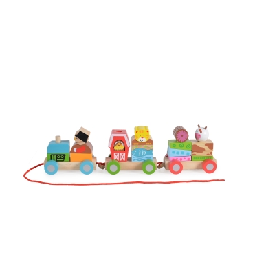 Дървена играчка фермерски влак Moni Toys