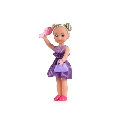 Музикална кукла Moni Toys - с лилава рокля, 36 cm
