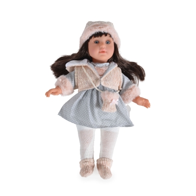 Кукла Moni Toys - 46 cm, със сива рокля