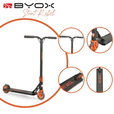 Детска тротинетка Byox - Stunt Rebel, Черна