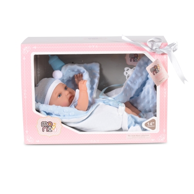 Кукла - Бебе Moni Toys, с аксесоари и одеалце, 36 cm