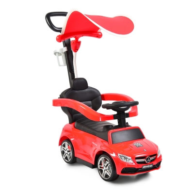 Кола за бутане с дръжка Moni - Mercedes C63 червен