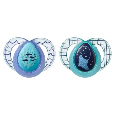 Ортодонтични залъгалки Tommee Tippee - Night Time, 6-18 m, Морска котка