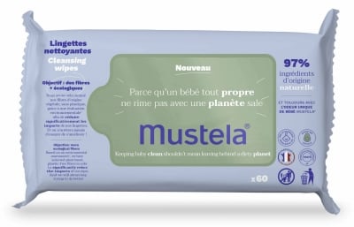 Почистващи мокри кърпички Mustela - С органично авокадо, 60 броя