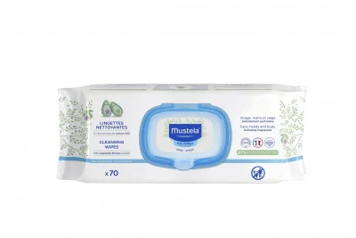 Почистващи мокри кърпички Mustela - С авокадо, 70 броя