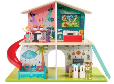 Музикална дървена къща Hape - С обзавеждане и звуци, 31 части