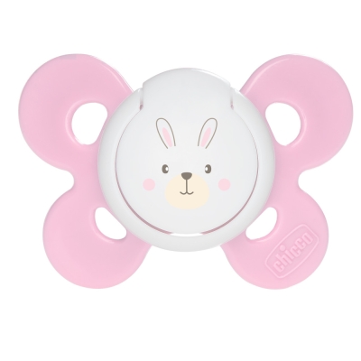 Силиконова залъгалка Chicco - Physio Comfort, Розово зайче, 0-6 m