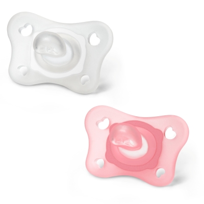 Силиконова залъгалка Chicco - PhysioForma Mini Soft, Момиче, 0 - 2 m, 2 броя