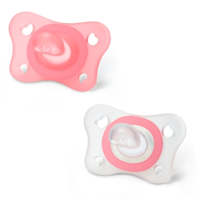Силиконова залъгалка Chicco - PhysioForma Mini Soft, Момиче, 2-6 m, 2 броя