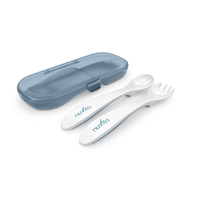 Комплект вилица и лъжица в кутия Nuvita - Cool, Powder Blue