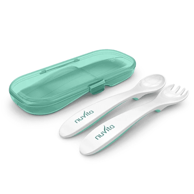 Комплект вилица и лъжица в кутия Nuvita - Cool, Green