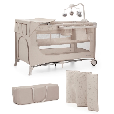 Бебешка кошара с аксесоари Kinderkraft - Joy Full 2, Beige