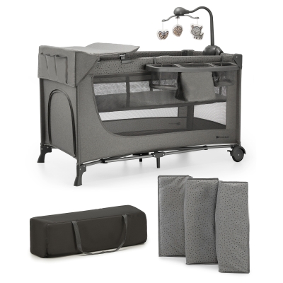 Бебешка кошара с аксесоари Kinderkraft - Joy Full 2, Dark Grey