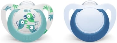 Силиконови залъгалки NUK - Star, 6 - 18 месеца, 2 броя, момче
