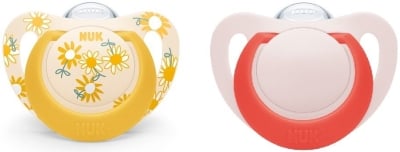 Силиконови залъгалки NUK - Star, 6 - 18 месеца, 2 броя, момиче
