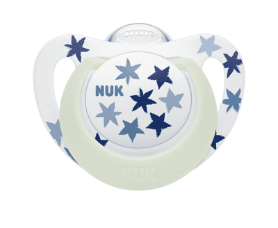 Залъгалка NUK - Star Night, силикон 6-18 m, сини звезди