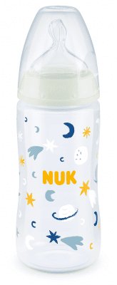 Шише NUK - First Choice, РР, TC, 300 мл, Звезди, Night, със силиконов биберон 6-18 месеца