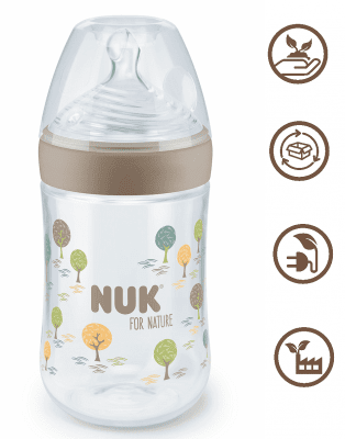 Шише NUK for NATURE - РР, Temperature Control 260 мл, силиконов биберон М, Бежово