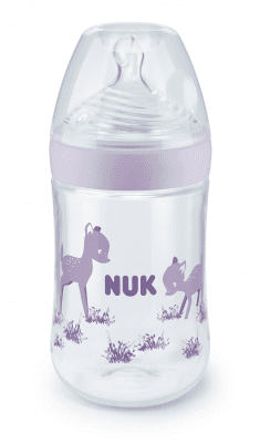 Шише NUK - Nature Sense, Temperature Control, РР, 260 ml, силиконов биберон M, лилаво