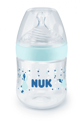 Шише NUK - Nature Sense, Temperature Control, РР, 150 ml, силиконов биберон S, синьо
