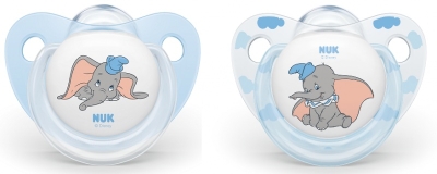 Силиконови залъгалки NUK - Disney, Dumbo с кутия за стерилизиране, 6 - 18 m, 2 броя