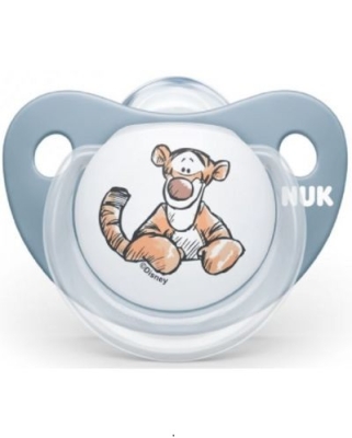 Силиконова залъгалка NUK - Disney, Тигър с кутия за стерилизиране, Синя 0-6 m