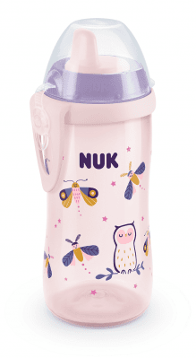 Чаша NUK - Kiddy Cup, 300 ml, с твърд накрайник, 12+ месеца, Glow in the Dark, розова