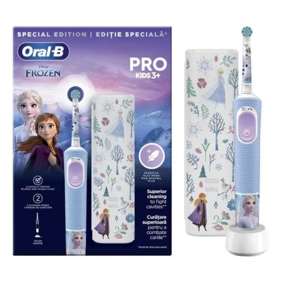 Електрическа четка за зъби Oral-B - Frozen, 3 + години, с калъф за пътуване