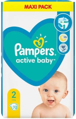 Бебешки пелени Pampers - Active baby 2, 72 броя