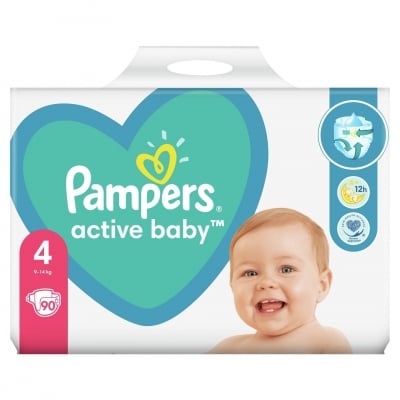 Бебешки пелени Pampers - Active baby 4, 90 броя