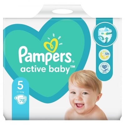 Бебешки пелени Pampers - Active baby 5, 78 броя