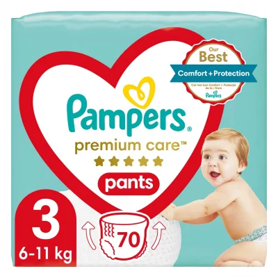 Бебешки пелени гащи Pampers - Premium Care 3, 70 броя