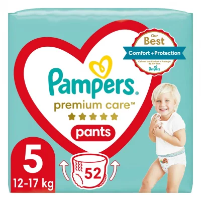 Бебешки пелени гащи Pampers - Premium Care 5, 52 броя