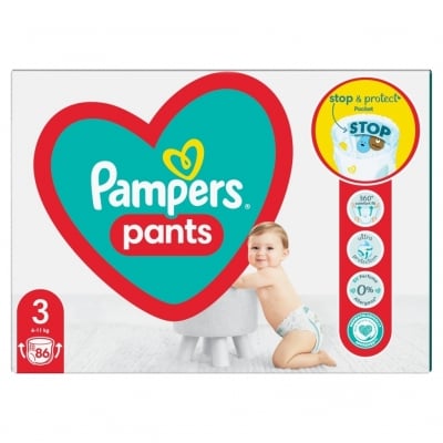 Бебешки пелени гащи - Pampers  3, 86 броя