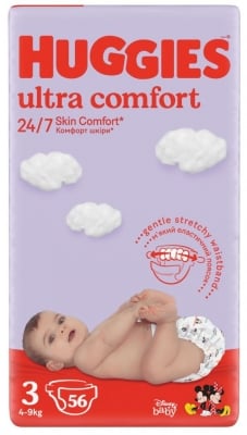 Бебешки пелени Huggies - Ultra Comfort 3, 56 броя